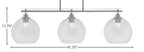 Odyssey Three Light Island Pendant in Brushed Nickel with 9.5" Clear Bubble Shade
