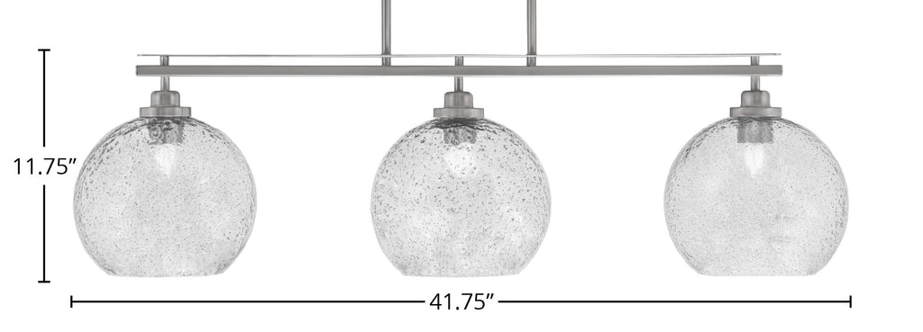Odyssey Three Light Island Pendant in Brushed Nickel with 9.5" Smoke Bubble Shade