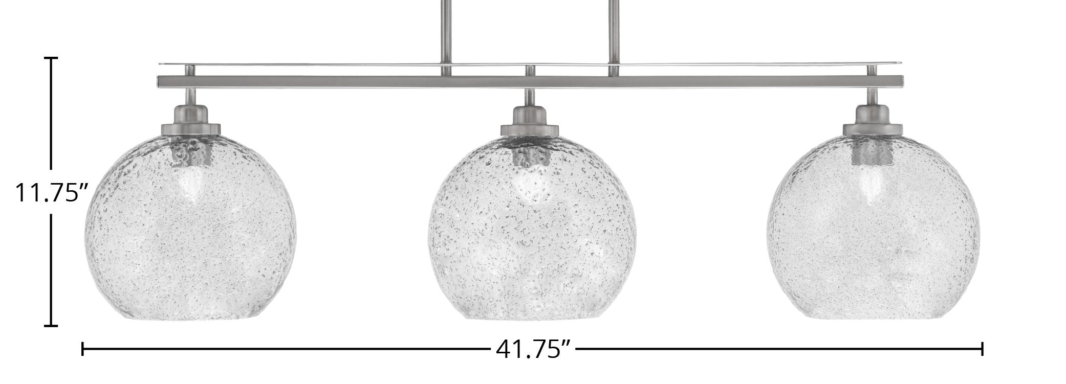 Odyssey Three Light Island Pendant in Brushed Nickel with 9.5" Smoke Bubble Shade
