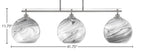 Odyssey Three Light Island Pendant in Brushed Nickel with 9.5" Onyx Swirl Shade