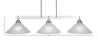 Odyssey Three Light Island Pendant in Brushed Nickel with 12" Italian Bubble Shade