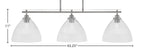 Odyssey Three Light Island Pendant in Brushed Nickel with 10.75" Clear Ribbed Shade