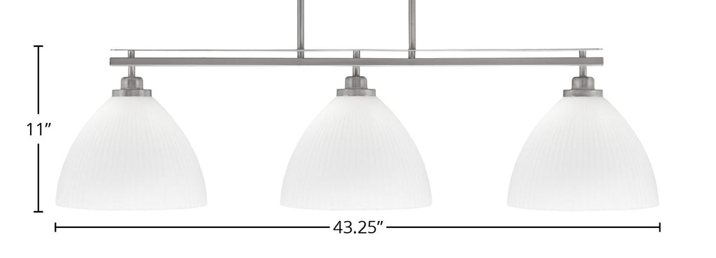 Odyssey Three Light Island Pendant in Brushed Nickel with 10.75" Opal Frosted Shade