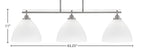 Odyssey Three Light Island Pendant in Brushed Nickel with 10.75" Opal Frosted Shade