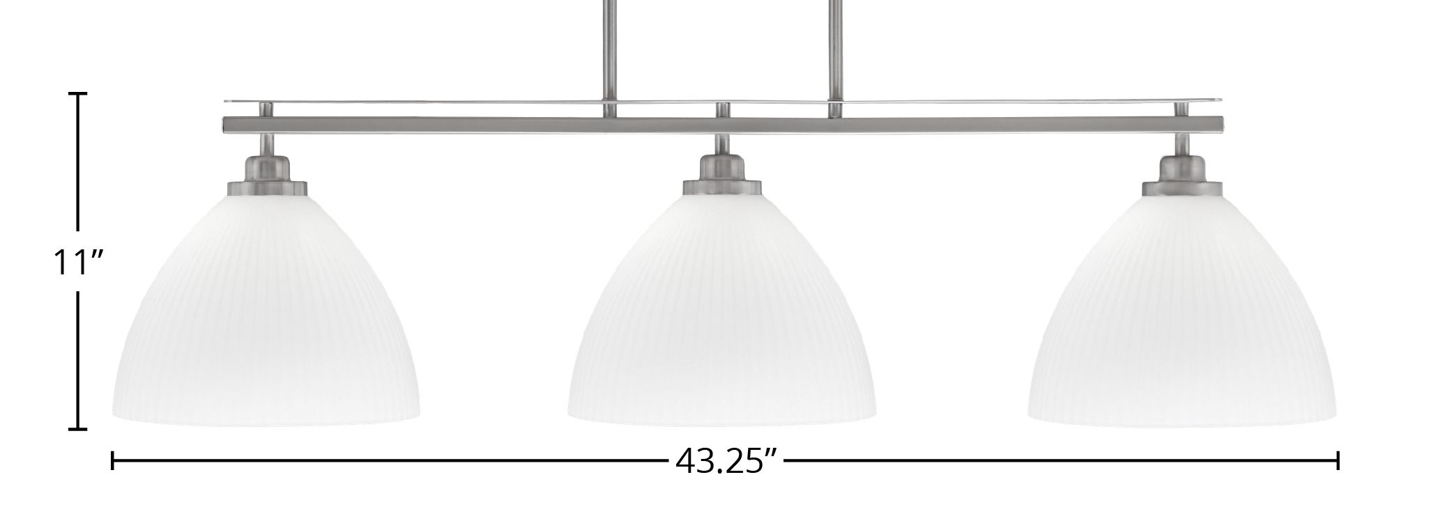 Odyssey Three Light Island Pendant in Brushed Nickel with 10.75" Opal Frosted Shade