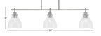 Odyssey Three Light Island Pendant in Brushed Nickel with 6.25" Clear Bubble Shade