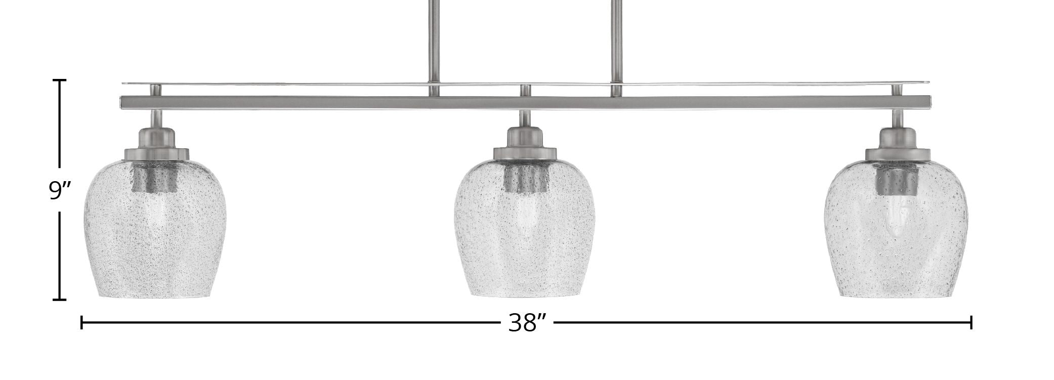 Odyssey Three Light Island Pendant in Brushed Nickel with 6" Smoke Bubble Shade