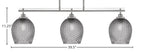 Odyssey Three Light Island Pendant in Brushed Nickel with 7.5" Smoke Textured Shade