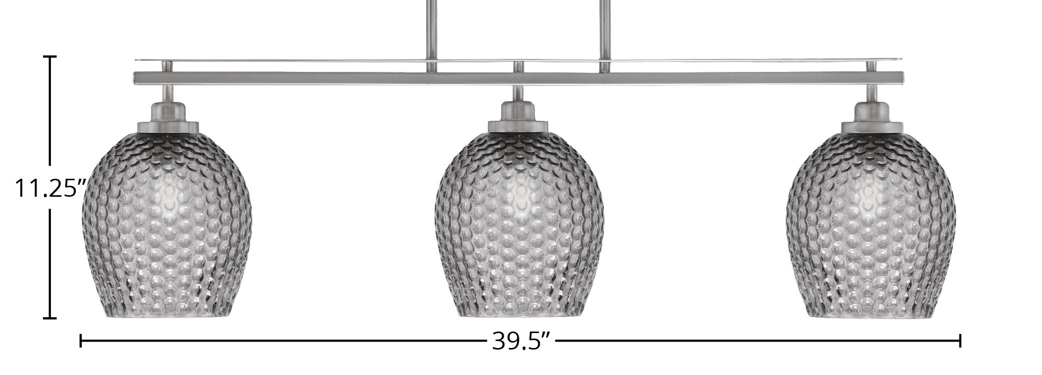 Odyssey Three Light Island Pendant in Brushed Nickel with 7.5" Smoke Textured Shade