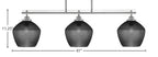 Odyssey Three Light Island Pendant in Brushed Nickel with 9" Smoke Textured Shade