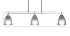 Odyssey Three Light Island Pendant in Brushed Nickel with 5" Clear Ribbed Shade