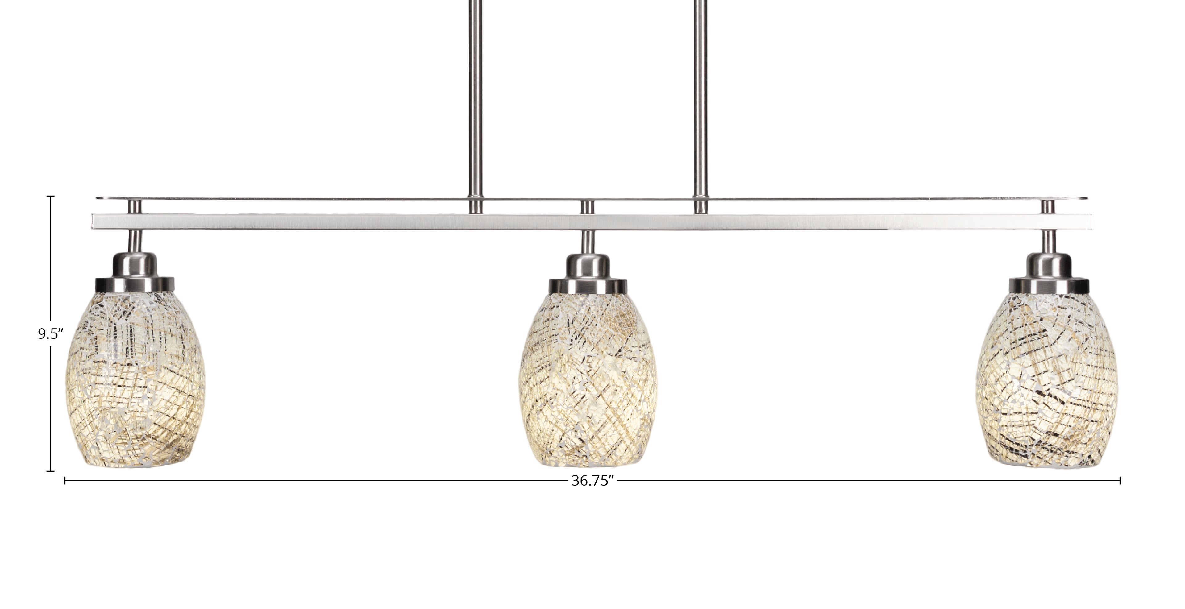 Odyssey Three Light Island Pendant in Brushed Nickel with 5" Natural Fusion Shade