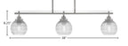 Odyssey Three Light Island Pendant in Brushed Nickel with 6" Clear Ribbed Shade