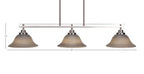 Odyssey Three Light Island Pendant in Brushed Nickel with 10" Gray Linen Shade