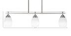Odyssey Three Light Island Pendant in Brushed Nickel with 5" White Linen Shade