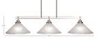 Odyssey Three Light Island Pendant in Brushed Nickel with 12" Frosted Crystal Shade