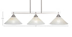 Odyssey Three Light Island Pendant in Brushed Nickel with 12" Gold Ice Shade