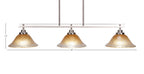 Odyssey Three Light Island Pendant in Brushed Nickel with 10" Amber Crystal Shade