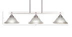 Odyssey Three Light Island Pendant in Brushed Nickel with 10" Frosted Crystal Shade
