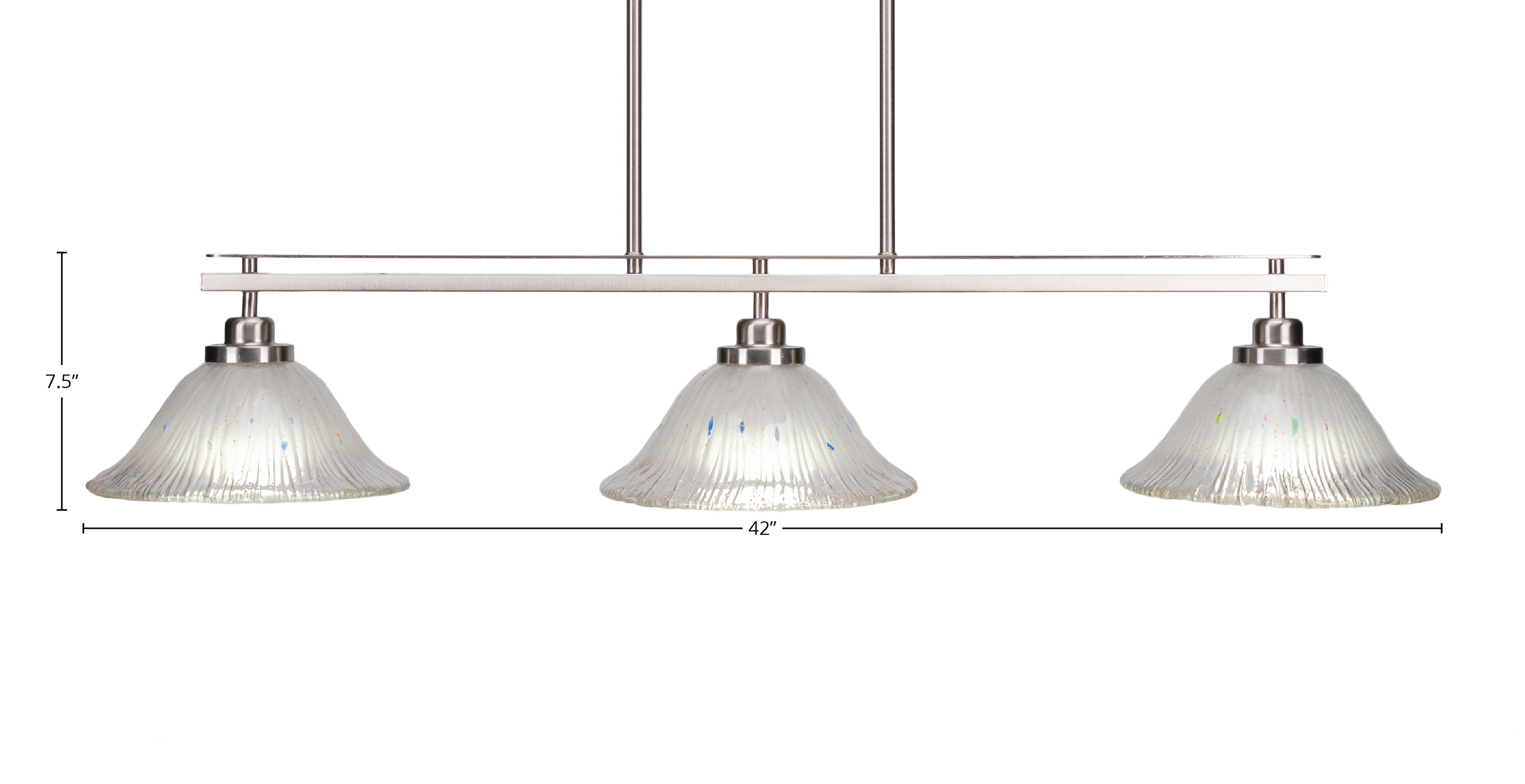 Odyssey Three Light Island Pendant in Brushed Nickel with 10" Frosted Crystal Shade