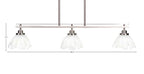 Odyssey Three Light Island Pendant in Brushed Nickel with 7" Gold Ice Shade