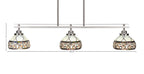 Odyssey Three Light Island Pendant in Brushed Nickel with 7" Royal Merlot Art Glass Shade