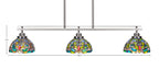 Odyssey Three Light Island Pendant in Brushed Nickel with 7" Kaleidoscope Art Glass Shade