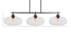Odyssey Three Light Island Pendant in Matte Black with 13" Clear Bubble Shade