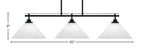 Odyssey Three Light Island Pendant in Matte Black with 12" White Marble Shade