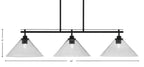 Odyssey Three Light Island Pendant in Matte Black with 16" Smoke Bubble Shade