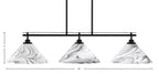 Odyssey Three Light Island Pendant in Matte Black with 16" Onyx Swirl Shade