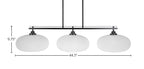 Odyssey Three Light Island Pendant in Matte Black with 13" White Muslin Shade