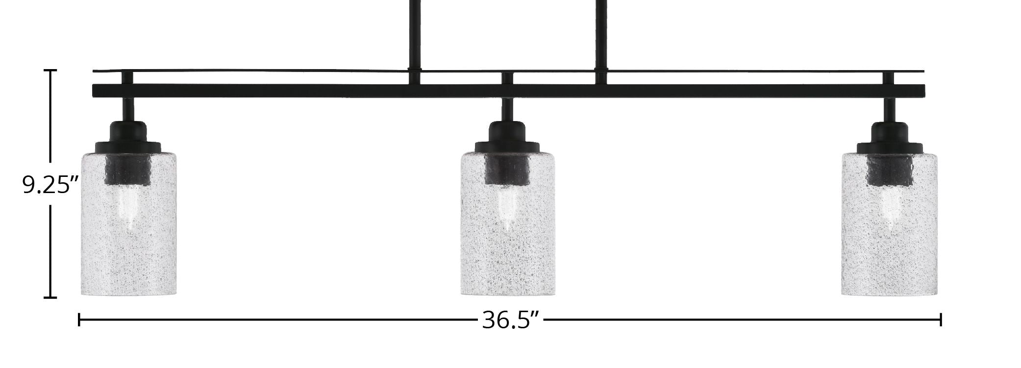 Odyssey Three Light Island Pendant in Matte Black with 4" Smoke Bubble Shade