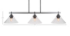 Odyssey Three Light Island Pendant in Matte Black with 10" Clear Bubble Shade
