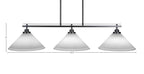 Odyssey Three Light Island Pendant in Matte Black with 12" White Muslin Shade