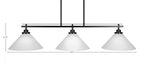 Odyssey Three Light Island Pendant in Matte Black with 12" White Matrix Shade