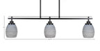 Odyssey Three Light Island Pendant in Matte Black with 5" Gray Matrix Shade
