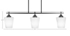 Odyssey Three Light Island Pendant in Matte Black with 6" White Matrix Shade
