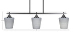 Odyssey Three Light Island Pendant in Matte Black with 6" Gray Matrix Shade