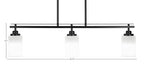 Odyssey Three Light Island Pendant in Matte Black with 4" White Matrix Shade