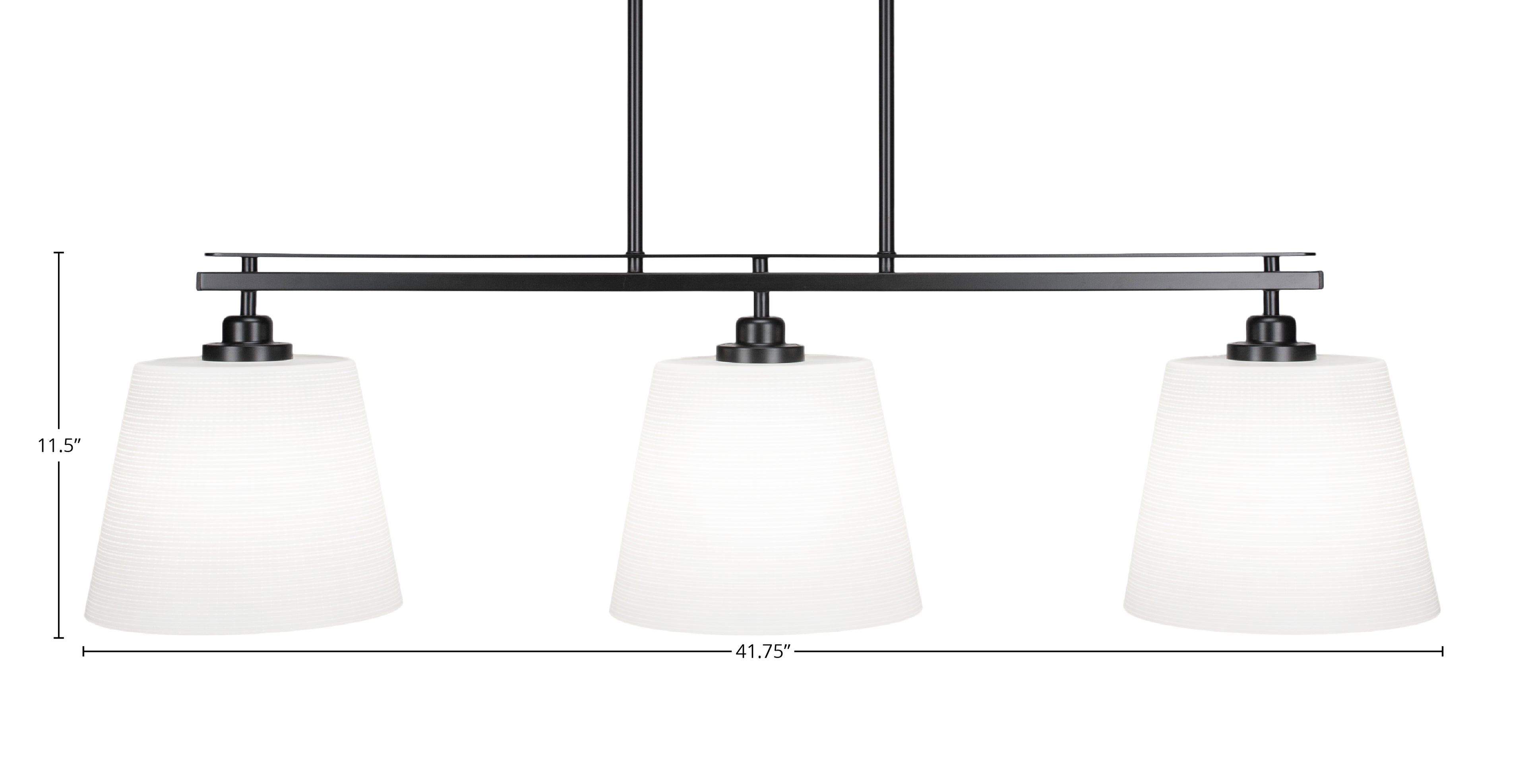 Odyssey Three Light Island Pendant in Matte Black with 10" White Matrix Shade