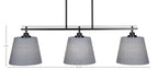 Odyssey Three Light Island Pendant in Matte Black with 10" Gray Matrix Shade