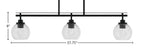 Odyssey Three Light Island Pendant in Matte Black with 5.75" Clear Bubble Shade