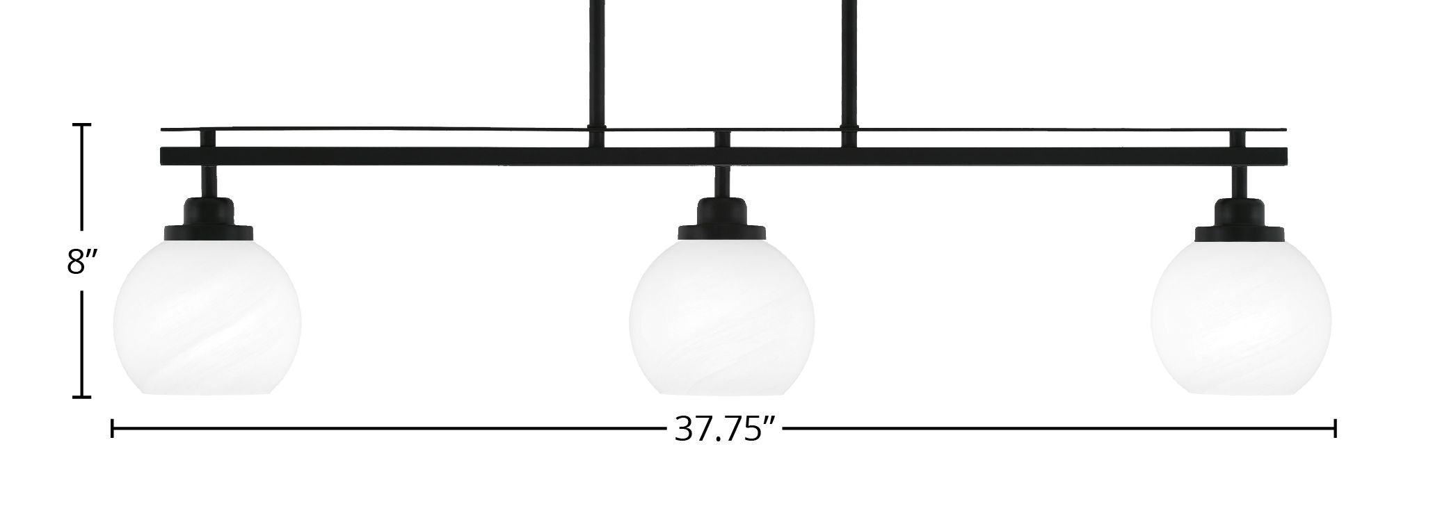 Odyssey Three Light Island Pendant in Matte Black with 5.75" White Marble Shade