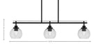 Odyssey Three Light Island Pendant in Matte Black with 5.75" Smoke Bubble Shade