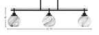 Odyssey Three Light Island Pendant in Matte Black with 5.75" Onyx Swirl Shade