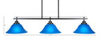 Odyssey Three Light Island Pendant in Matte Black with 10" Blue Italian Shade