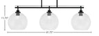 Odyssey Three Light Island Pendant in Matte Black with 9.5" Clear Bubble Shade