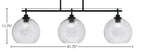 Odyssey Three Light Island Pendant in Matte Black with 9.5" Smoke Bubble Shade