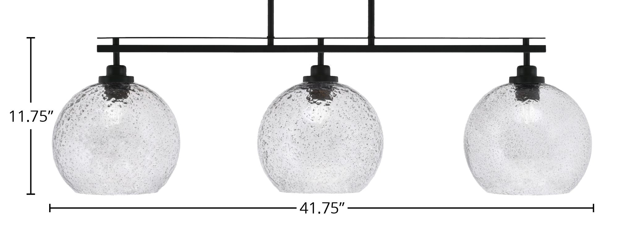 Odyssey Three Light Island Pendant in Matte Black with 9.5" Smoke Bubble Shade